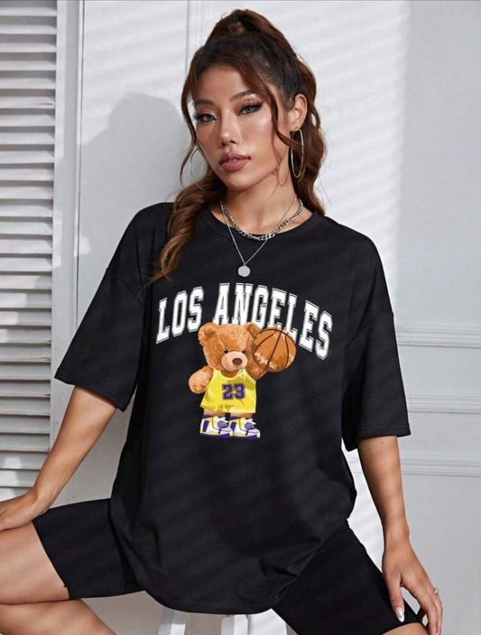 Womens Half Sleeve Printed Boyfriend Fit Round Neck T-Shirt MIRWOMP1 - Black