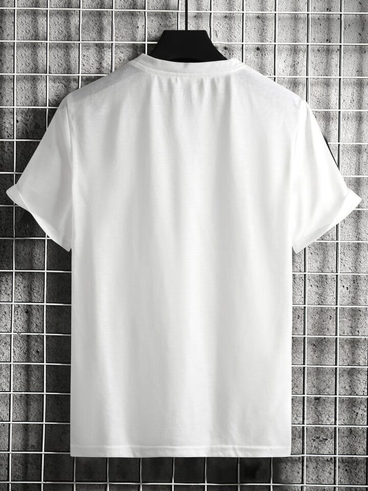 Mens Sticker Printed T-Shirt MMSPS37 - White