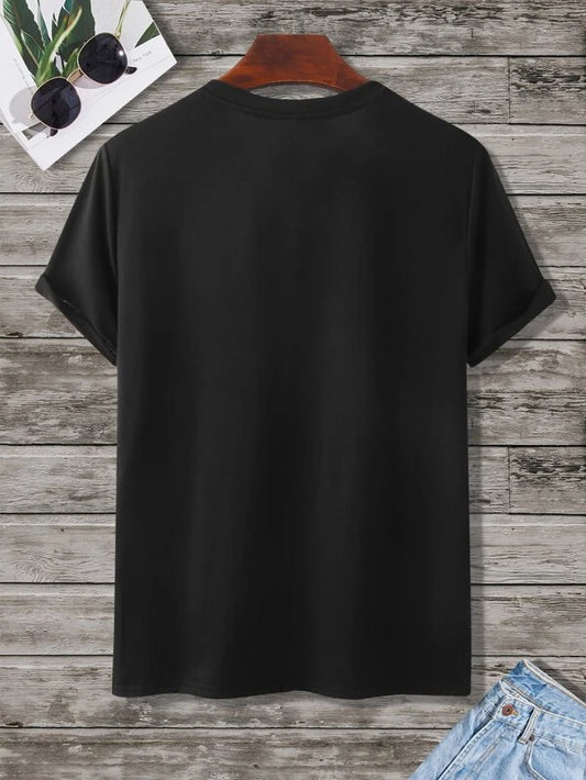 Mens Sticker Printed T-Shirt MMSPS35 - Black