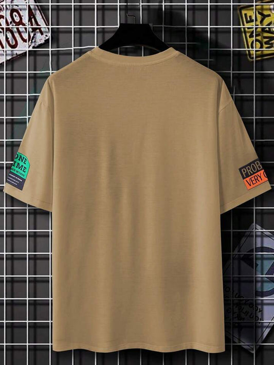 Mens Sticker Printed T-Shirt MMSPS12 - Brown