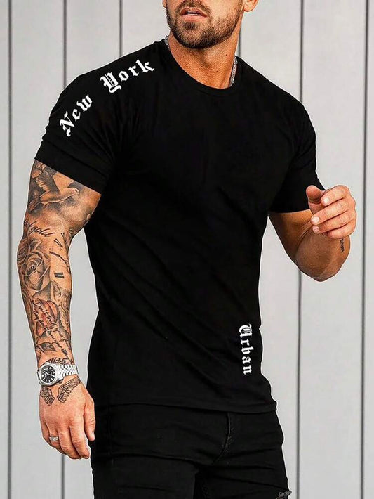 Mens Sticker Printed T-Shirt MMSPS19 - Black