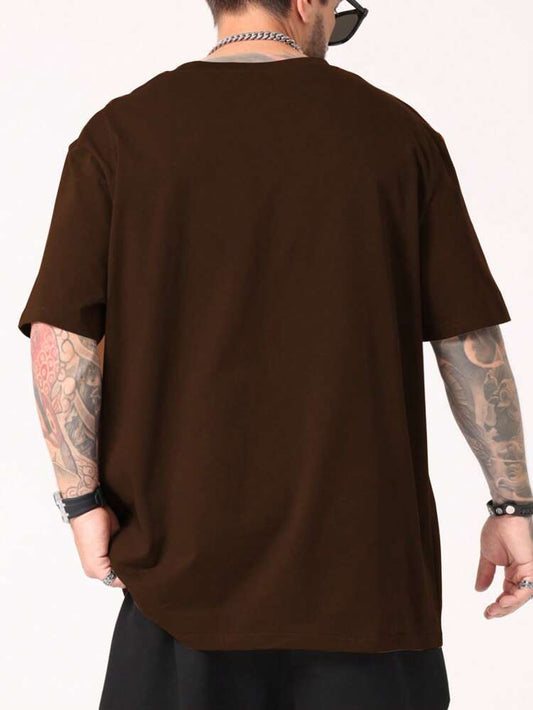 Mens Sticker Printed T-Shirt MMSPS32 - Brown