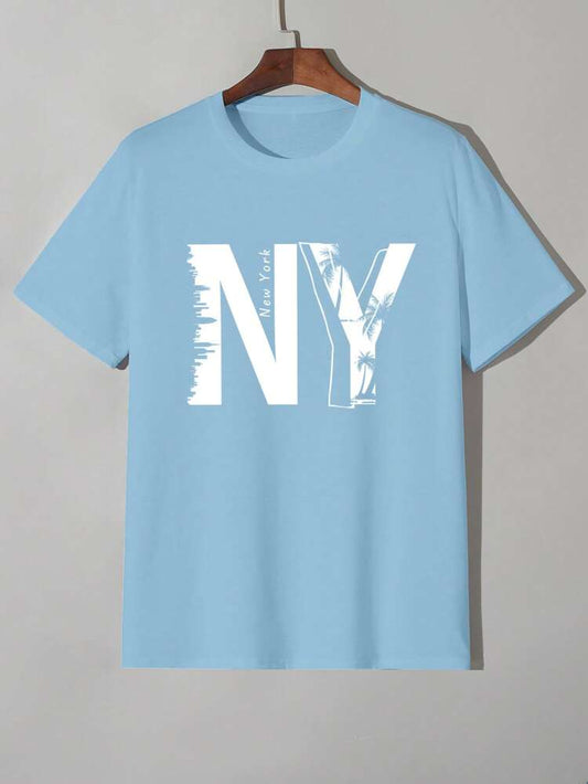 Mens Sticker Printed T-Shirt MMSPS15 - Light Blue