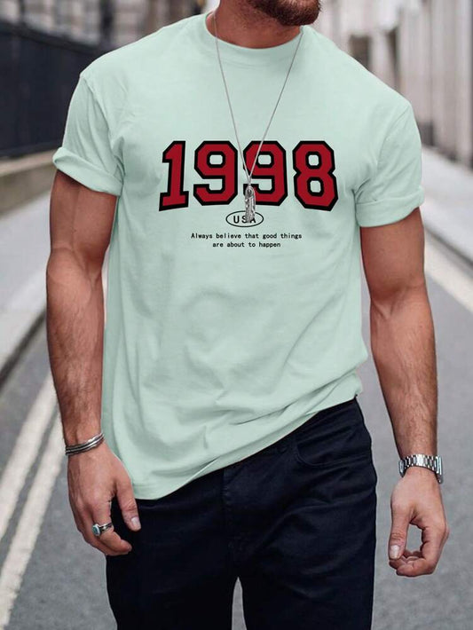 Mens Sticker Printed T-Shirt MMSPS13 - Mint Green