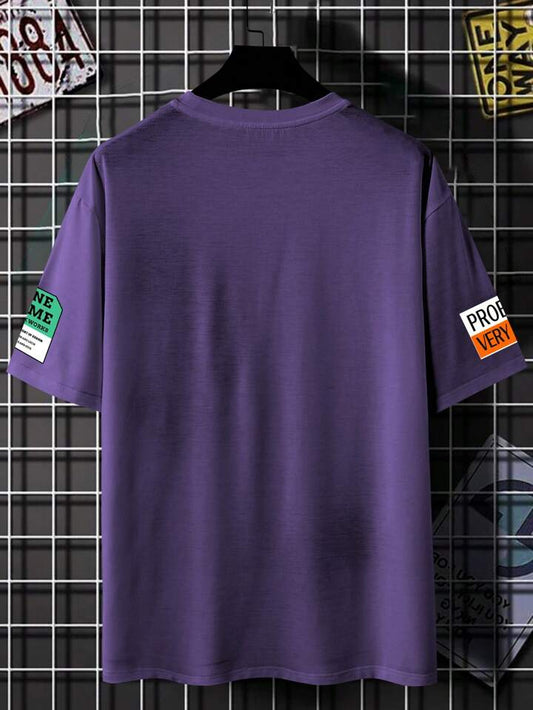 Mens Sticker Printed T-Shirt MMSPS12 - Purple