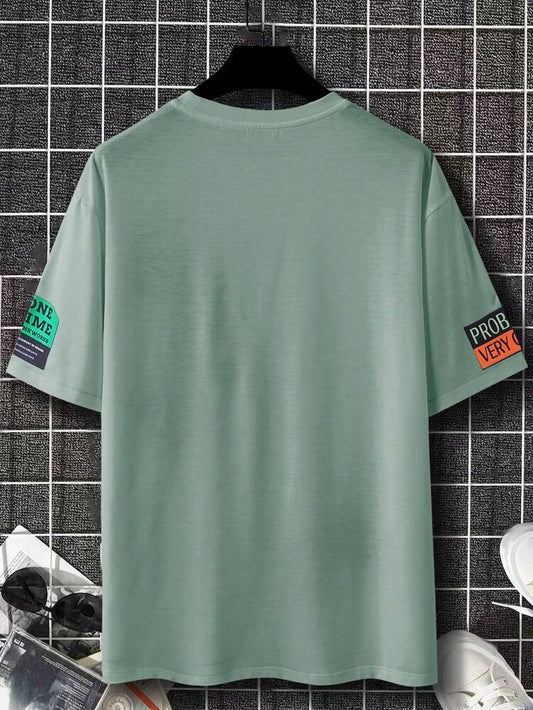 Mens Sticker Printed T-Shirt MMSPS12 - Mint Green