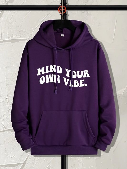 Mens Printed Pullover Kangaroo Hoodie - MIRMPKH1 - Purple