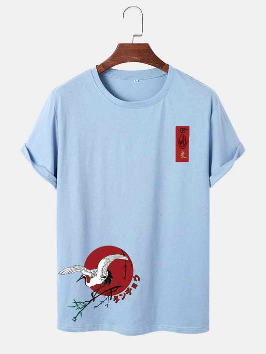 Mens Sticker Printed T-Shirt MMSPS8 - Light Blue