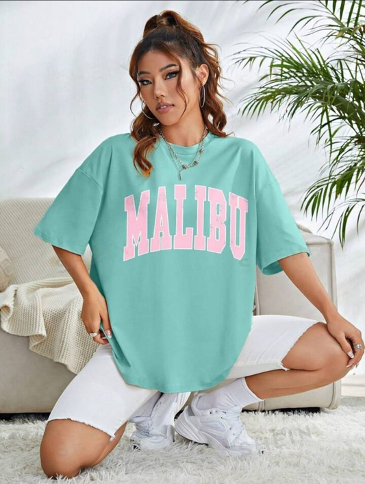 Womens Half Sleeve Printed Boyfriend Fit Round Neck T-Shirt MIRWOMP7 - Mint Green