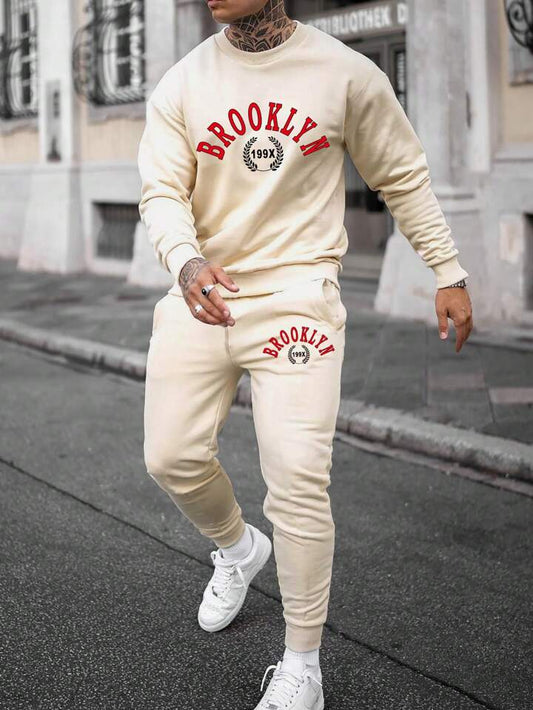 Winter Printed Sweatshirt and Pants Co Ord Set MIRWPCS18 - Cream Cream
