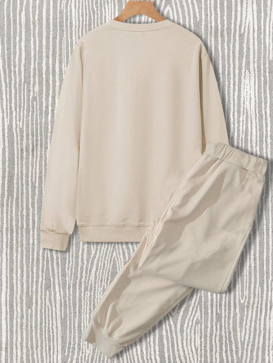 Winter Printed Sweatshirt and Pants Co Ord Set MIRWPCS18 - Cream Cream