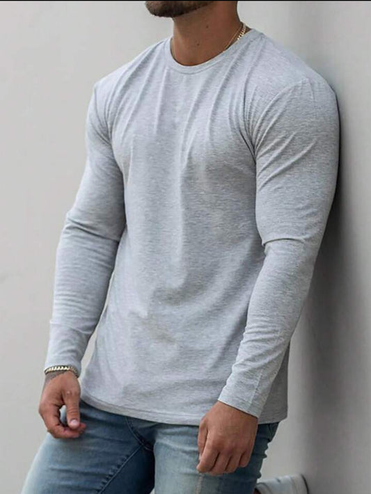 Mens Full Sleeve Plain Round Neck T-Shirt MIRFRT - Grey