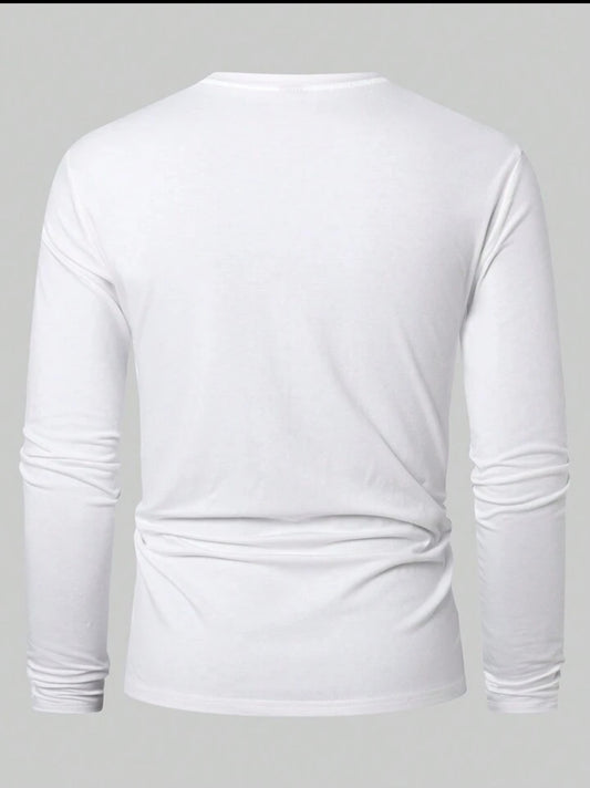 Mens Full Sleeve Plain Round Neck T-Shirt MIRFRT - White