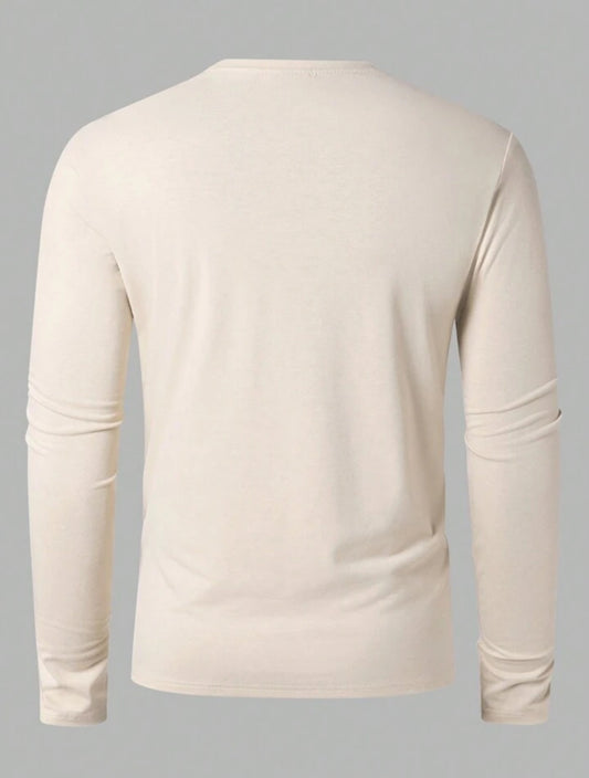 Mens Full Sleeve Plain Round Neck T-Shirt MIRFRT - Cream