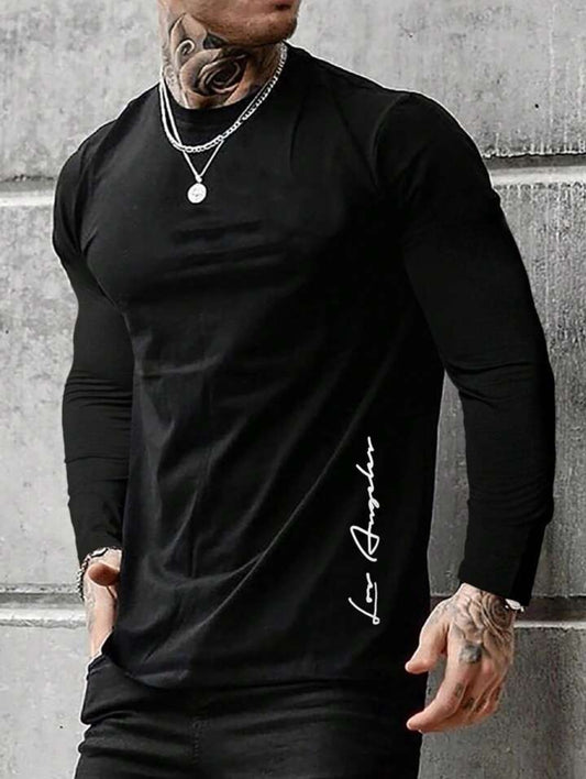 Mens Full Sleeve Printed Round Neck T-Shirt MIRFRT MIRFSP1- Black