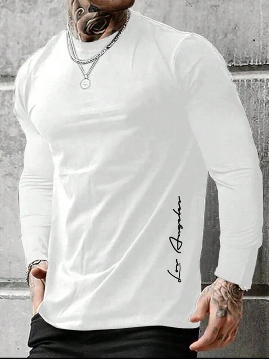 Mens Full Sleeve Printed Round Neck T-Shirt MIRFRT MIRFSP1- White