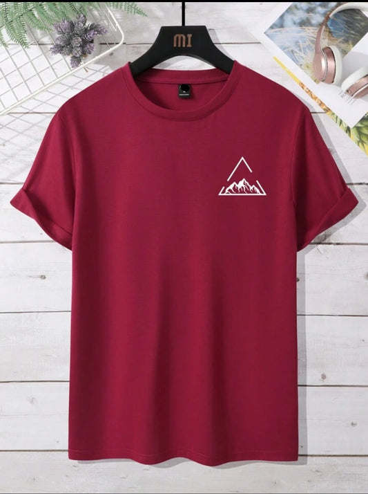 Mens Sticker Printed T-Shirt MMSPS204 - Maroon