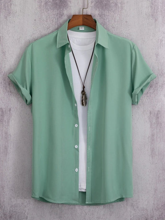 Mens Viscose Button Shirt MMBS1 - Mint Green