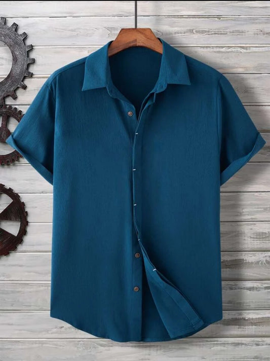 Mens Viscose Button Shirt MMBS3 - Teal Blue