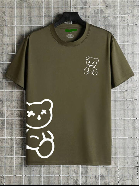 Mens Sticker Printed T-Shirt MMSPS214 - Olive Green