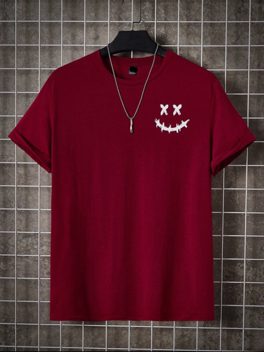 Mens Sticker Printed T-Shirt MMSPS220 - Maroon