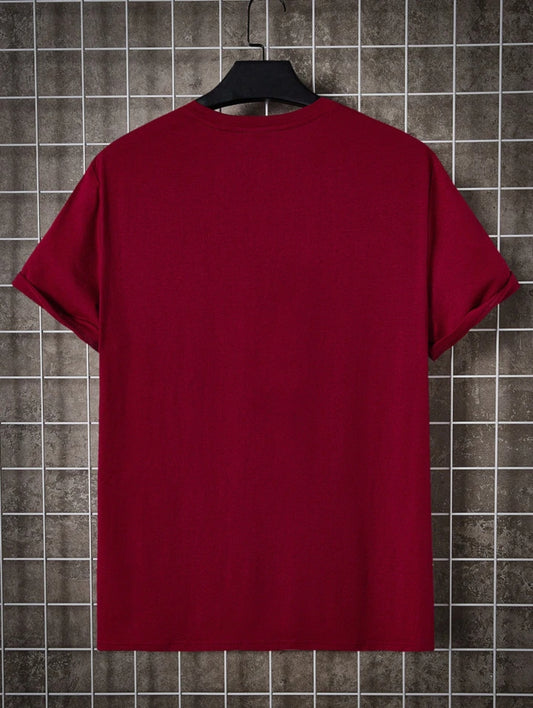 Mens Sticker Printed T-Shirt MMSPS220 - Maroon