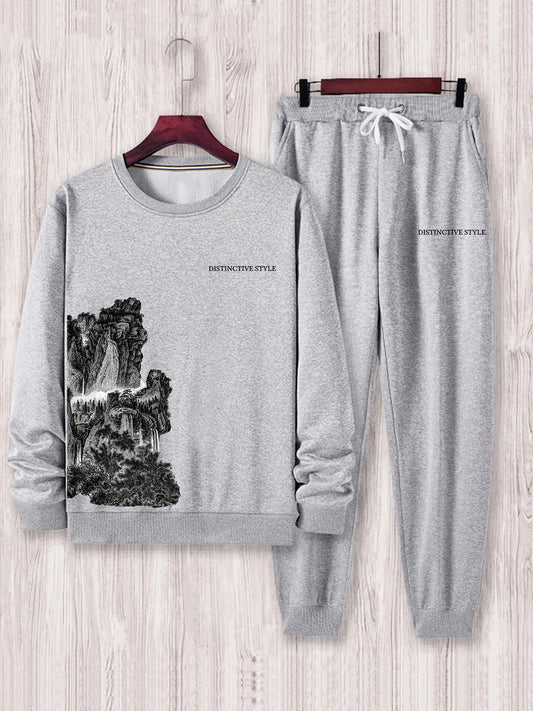 Winter Printed Sweatshirt and Pants Co Ord Set MIRWPCS13 - Grey Grey